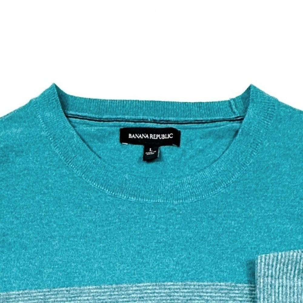 Banana Republic Men's Cashmere Blend Crewneck Sweater Large Striped Casual‎